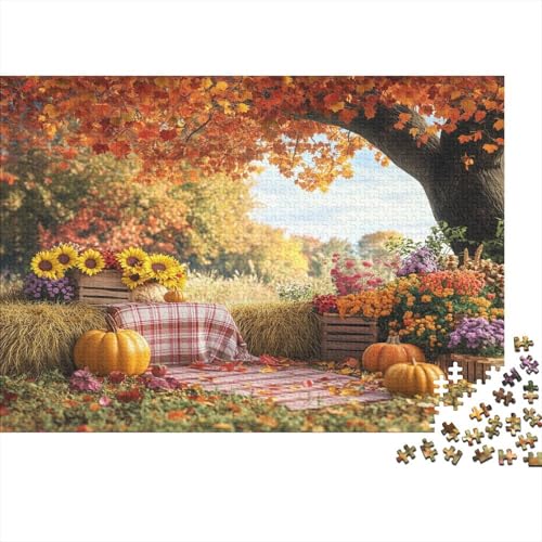 Herbst Background Rätsel Für Erwachsene |Kürbiss in The Feld| 1000pcs (75x50cm) Puzzles Lernspiele Home Decor Puzzles von KWFYBEHZ