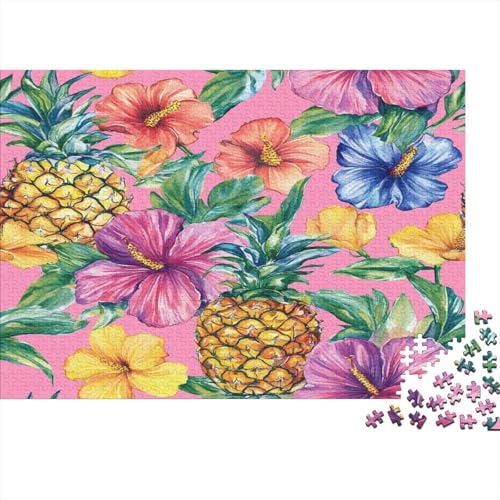 Hibiskusblüten und Ananas Puzzle 1000pcs (75x50cm),Puzzle Für Erwachsene,Impossible Puzzle,Geschicklichkeitsspiel Für Die Ganze Familie,Puzzle Farbenfrohes,Puzzle Mit Tropische Pflanzen von KWFYBEHZ