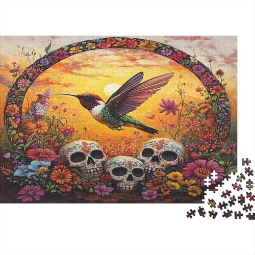 HummingVogel with Totenkopf Rätsel Für Erwachsene |Sonnenuntergang Background| 1000pcs (75x50cm) Puzzles Lernspiele Home Decor Puzzles von KWFYBEHZ