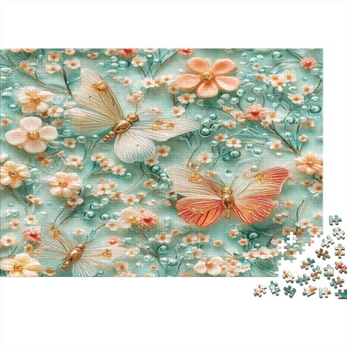 Kleiner Blumenhintergrund Puzzles 1000pcs (75x50cm) Für Erwachsene 3D Glass Schmetterling Puzzlespiel Heimdekorations Puzzle von KWFYBEHZ