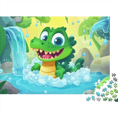 Kleines Krokodil beim Baden 1000pcs (75x50cm) Puzzle Für Erwachsene Niedlicher Cartoon-Stil Geschicklichkeitsspiel-Rätsel von KWFYBEHZ