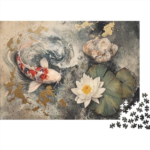 Koi Pond, SeeRosen Rätsel Für Erwachsene |Lotus Abstrakt| 1000pcs (75x50cm) Puzzles Lernspiele Home Decor Puzzles von KWFYBEHZ