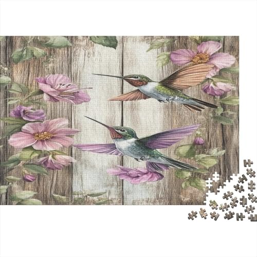 Kolibri, Blumen 1000pcs (75x50cm) Puzzle Für Erwachsene Aquarellmalerei Rätsel,Schwieriges Rätsel,DIY Geschicklichkeitsspiele Für Die Ganze Familie von KWFYBEHZ