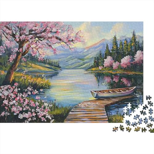 Landschaft am Seeufer Puzzle 1000pcs (75x50cm) Erwachsene Kleines Ruderboot Puzzle Erwachsene Geschicklichkeitsspiel Für Die Ganze Familie von KWFYBEHZ