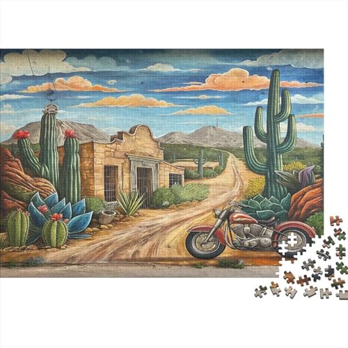 Motorrad Rätsel Für Erwachsene |Open Road Kaktus| 1000pcs (75x50cm) Puzzles Lernspiele Home Decor Puzzles von KWFYBEHZ