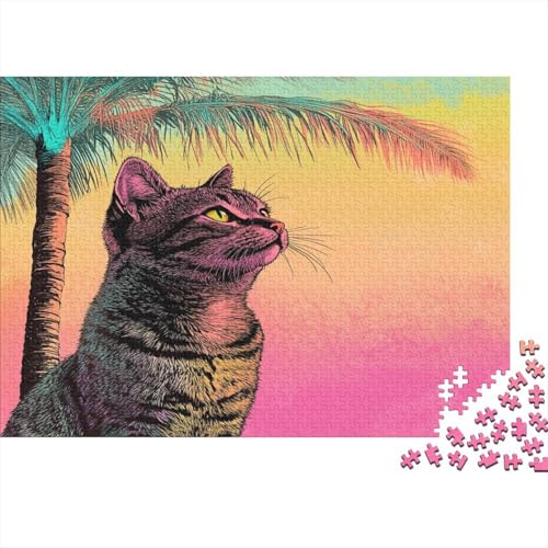 Palm Baum 1000pcs (75x50cm) Puzzles,Katze Schwieriges Rätsel,Geschicklichkeitsspiele Für Die Ganze Familie von KWFYBEHZ