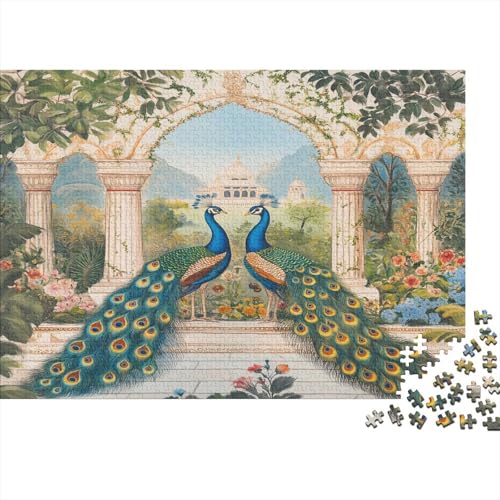 Pfau Puzzle 1000pcs (75x50cm),Puzzle Für Erwachsene,Impossible Puzzle,Geschicklichkeitsspiel Für Die Ganze Familie,Puzzle Farbenfrohes,Rajput-Garten von KWFYBEHZ