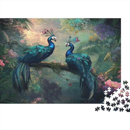 Pfau in The Dschungel 1000pcs (75x50cm) Puzzle Für Erwachsene Bäume and Blumen Geschicklichkeitsspiel-Rätsel von KWFYBEHZ