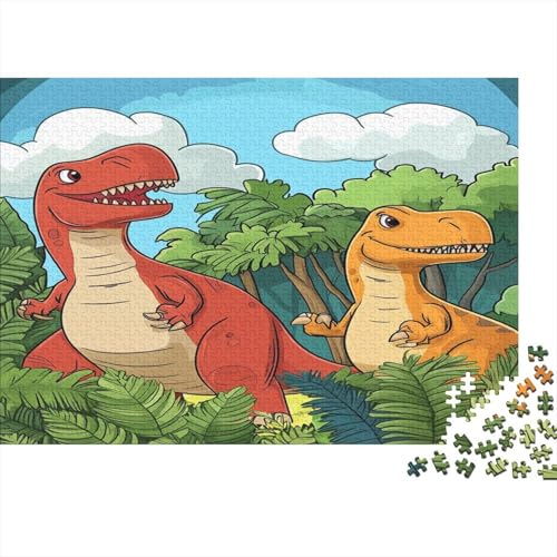 Puzzle 1000pcs (75x50cm) Erwachsene Dinosaurier Hölzern Puzzles Für Erwachsene,Lustige Spielrätsel Für Erwachsene Cartoon-Stil Hölzern Puzzles Für Teenager von KWFYBEHZ