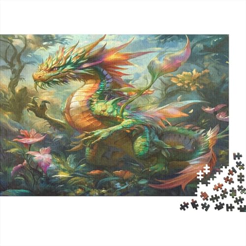 Puzzle 1000pcs (75x50cm) Erwachsene Drache Hölzern Puzzles Für Erwachsene,Lustige Spielrätsel Für Erwachsene Pflanzenhintergrund Hölzern Puzzles Für Teenager von KWFYBEHZ