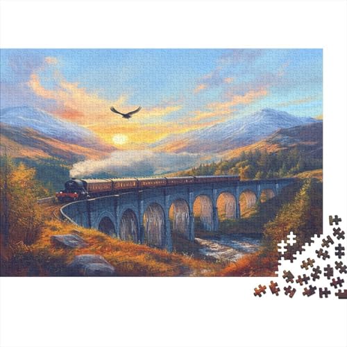 Puzzle 1000pcs (75x50cm) Erwachsene Express Zug Hölzern Puzzles Für Erwachsene,Lustige Spielrätsel Für Erwachsene Glenfinnan-Viadukt Hölzern Puzzles Für Teenager von KWFYBEHZ