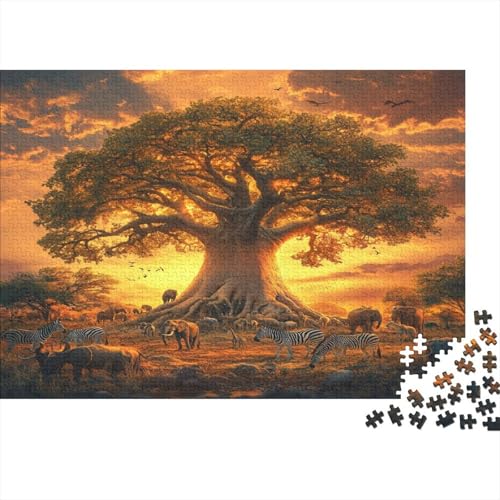 Puzzle 1000pcs (75x50cm) Erwachsene Giant Baobab Baum Hölzern Puzzles Für Erwachsene,Lustige Spielrätsel Für Erwachsene Wildtiere Hölzern Puzzles Für Teenager von KWFYBEHZ