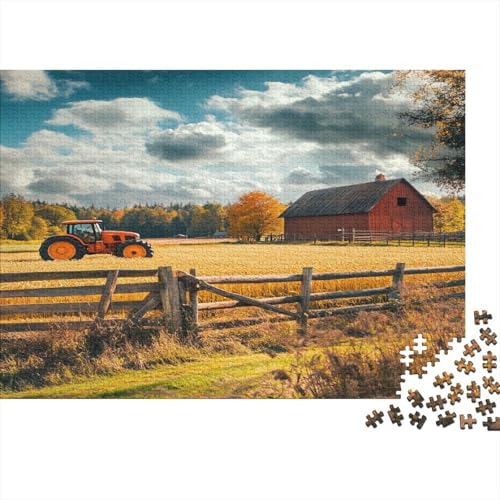 Puzzle 1000pcs (75x50cm) Erwachsene Glücklicher Bauernhof - Wheat Fields, Traktors and A Red Barn Hölzern Puzzles Für Erwachsene,Lustige Spielrätsel Für Erwachsene Hölzern Puzzles Für Teenager von KWFYBEHZ