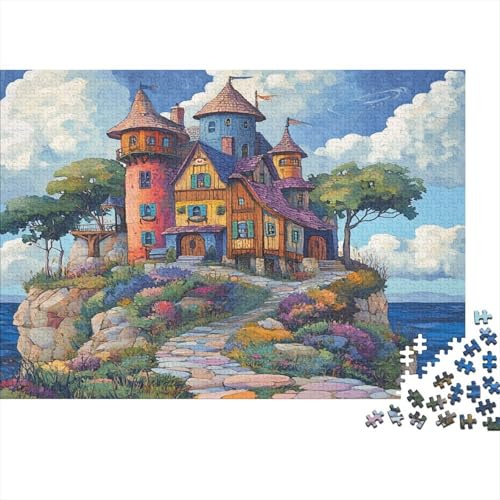 Puzzle 1000pcs (75x50cm) Erwachsene Großes Holzhotel Hölzern Puzzles Für Erwachsene,Lustige Spielrätsel Für Erwachsene Architekturstil Hölzern Puzzles Für Teenager von KWFYBEHZ