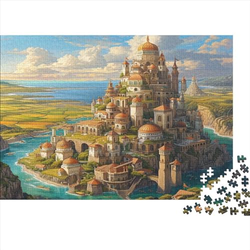 Puzzle 1000pcs (75x50cm) Erwachsene Schloss Architektur Puzzle Damen Herren Holzbrett Präzisions-Interlocking Felds Berge Ozean von KWFYBEHZ