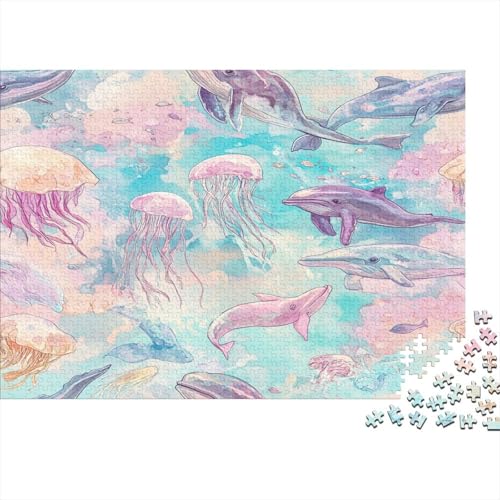 Puzzle 1000pcs (75x50cm) Erwachsene Wale, Dolphine, Quallen Hölzern Puzzles Für Erwachsene,Lustige Spielrätsel Für Erwachsene Underwater Tiere Hölzern Puzzles Für Teenager von KWFYBEHZ