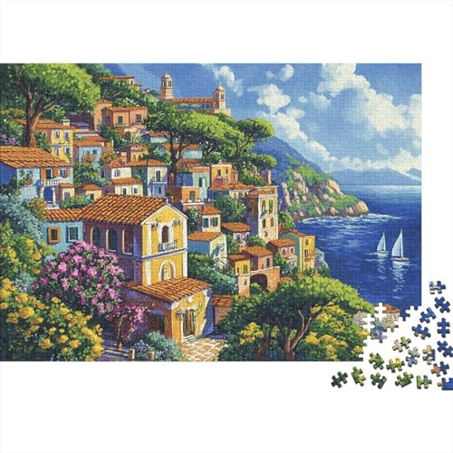 Puzzle Positano-Stil,1000pcs (75x50cm) Römische Stadt an der Küste Puzzle Für Erwachsene DIY Puzzle von KWFYBEHZ