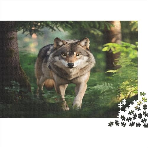 Puzzle Wolf im Wald,Puzzle 1000pcs (75x50cm) Ab 14 Jahren,Realistischer Hintergrund Puzzle Erwachsene,EIN Geschicklichkeitsspiel Für Die Ganze Familie Zum Gemeinsamen Spielen von KWFYBEHZ