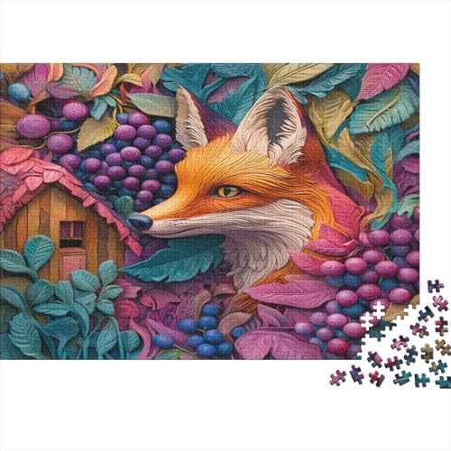 Puzzles 1000pcs (75x50cm) Für Erwachsene Fuchs Puzzles Für Erwachsene Puzzle-Lernspiele Holzschnitzerei-Stil von KWFYBEHZ