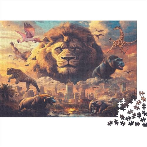 Puzzles 1000pcs (75x50cm) Für Erwachsene Löwe, Gorilla Puzzles Für Erwachsene Puzzle-Lernspiele Tiger Elefant Giraffe Flamingo von KWFYBEHZ