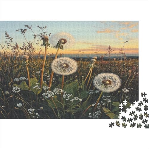 Puzzles 1000pcs (75x50cm) Für Erwachsene Sonnenuntergang DandeLöwe - Wilde Karottenblüte Puzzles Für Erwachsene Puzzle-Lernspiele von KWFYBEHZ