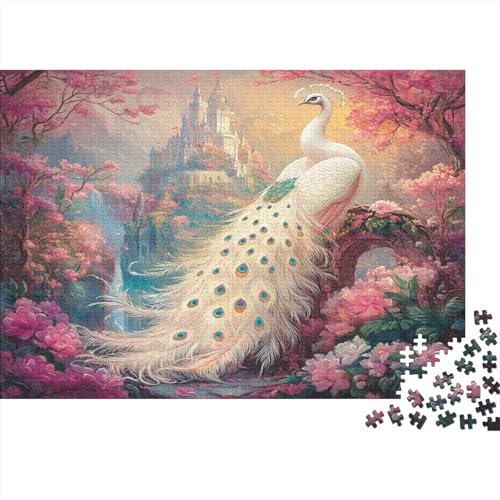 Puzzles Für Erwachsene 1000pcs (75x50cm),Elegant White Pfau Tolle Rätsel Für Erwachsene Verträumtes Schloss Lustige Rätsel Für Männer Und Frauen von KWFYBEHZ