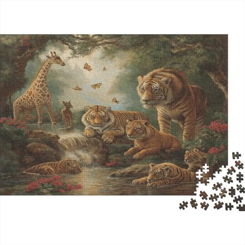 Puzzles Für Erwachsene 1000pcs (75x50cm) Tiger Puzzles Für Erwachsene Anspruchsvolles Spiel Oasis Wildtiere Heimdekorationspuzzle von KWFYBEHZ