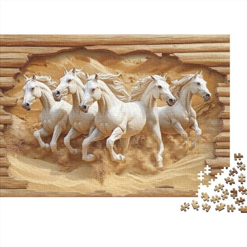 Puzzles Für Erwachsene Ab 1000pcs (75x50cm),Laufende Horsee Familienspiele Zum Lernen 3D-Hintergrund Puzzles Für Erwachsener Und Teenager von KWFYBEHZ