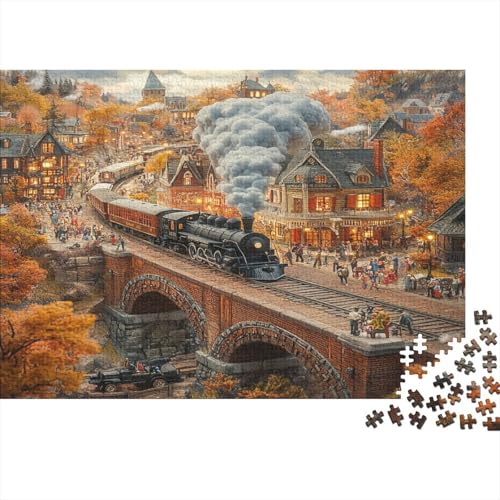 Retro-Nostalgiestil Puzzle 1000pcs (75x50cm) Erwachsene Dampflokomotive Prosperous SBaumts Puzzle Erwachsene Geschicklichkeitsspiel Für Die Ganze Familie von KWFYBEHZ