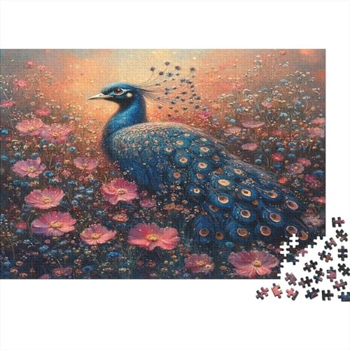 Rosa and Blue Pfau 1000pcs (75x50cm) Puzzle Für Erwachsene Blumenwiese Rätsel,Schwieriges Rätsel,DIY Geschicklichkeitsspiele Für Die Ganze Familie von KWFYBEHZ