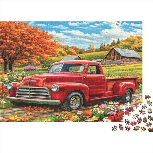 Rot Vintage LKW Puzzle 1000pcs (75x50cm) Erwachsene Grüne Weiden Puzzle,Home Decor von KWFYBEHZ