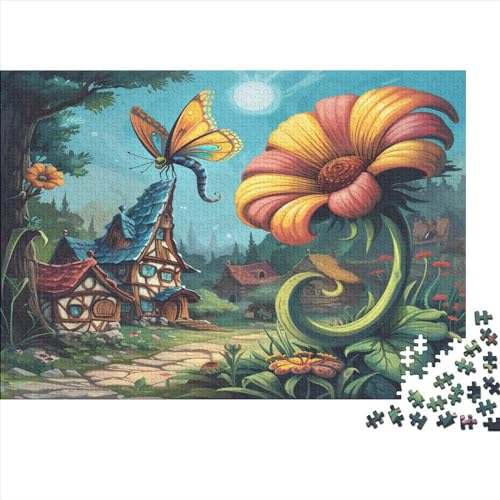 Schmetterlingsdorf Rätsel Für Erwachsene |Cartoon-Zeichnungen| 1000pcs (75x50cm) Puzzles Lernspiele Home Decor Puzzles von KWFYBEHZ