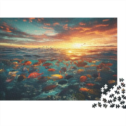 Seelandschaft bei Sonnenuntergang 1000pcs (75x50cm) Puzzle Für Erwachsene Bunt Tropischer Fisch Rätsel,Schwieriges Rätsel,DIY Geschicklichkeitsspiele Für Die Ganze Familie von KWFYBEHZ