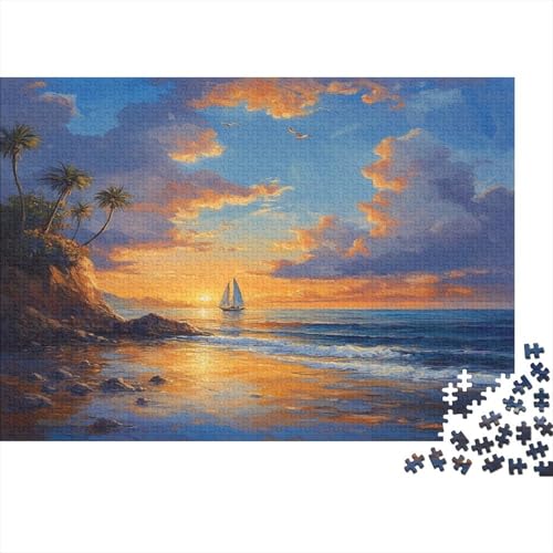 Segelboot, Palm Bäume Rätsel Für Erwachsene |Calm Wellen| 1000pcs (75x50cm) Puzzles Lernspiele Home Decor Puzzles von KWFYBEHZ