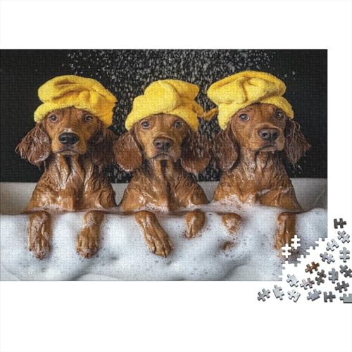 Setter Hund Sitting in Bathtub 1000pcs (75x50cm) Puzzle Für Erwachsene Seifenwasser Geschicklichkeitsspiel-Rätsel von KWFYBEHZ