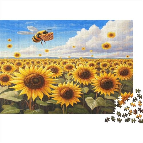 Sonnenblumenfeld 1000pcs (75x50cm) Puzzle Für Erwachsene Bienen Geschicklichkeitsspiel-Rätsel von KWFYBEHZ