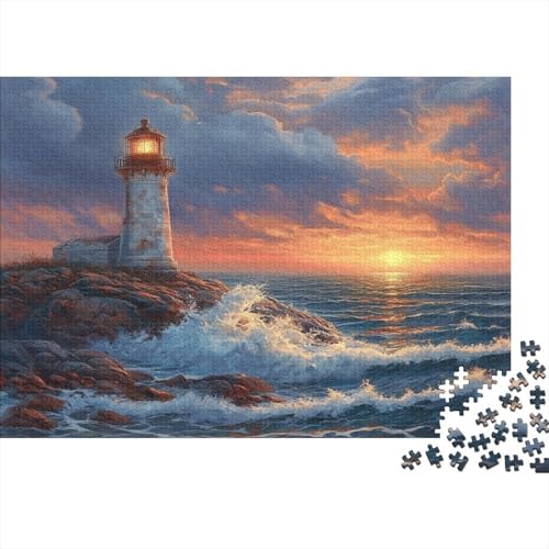 Sonnenuntergang Over The Sea - Leuchtturm 1000pcs (75x50cm) Puzzle Für Erwachsene Geschicklichkeitsspiel-Rätsel von KWFYBEHZ