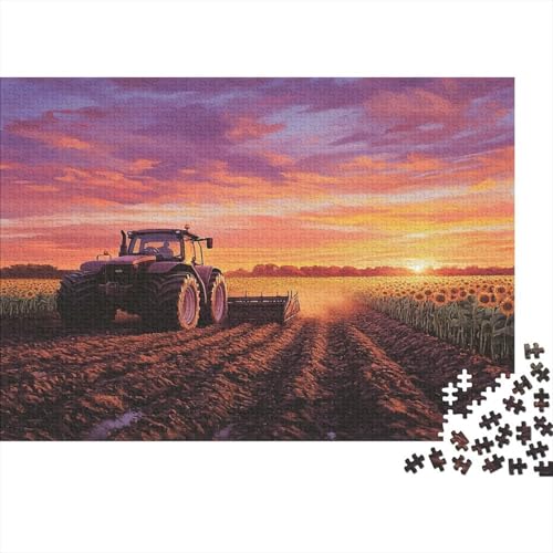 Sonnenuntergang Rätsel Für Erwachsene |Traktor Golden Sonnenblumes| 1000pcs (75x50cm) Puzzles Lernspiele Home Decor Puzzles von KWFYBEHZ