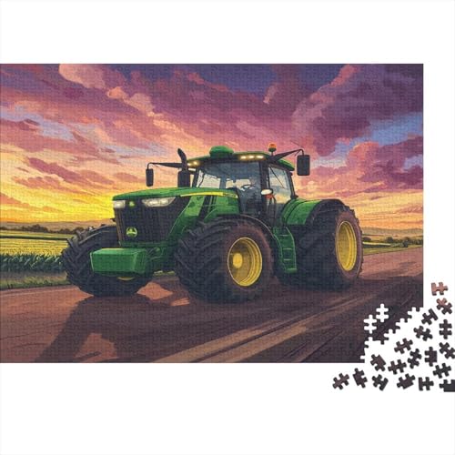 Traktor, Sonnenuntergang Himmel,Puzzles Anime-Stil Gemusterte Nachhaltige Puzzles Für Erwachsene Hochwertige Holzspielpuzzles 1000pcs (75x50cm) von KWFYBEHZ