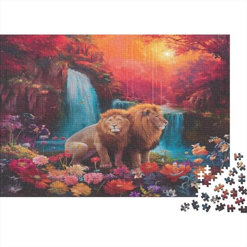 Two Löwes Rätsel Für Erwachsene |Wild Wald Wild Blumen Wasserfall| 1000pcs (75x50cm) Puzzles Lernspiele Home Decor Puzzles von KWFYBEHZ