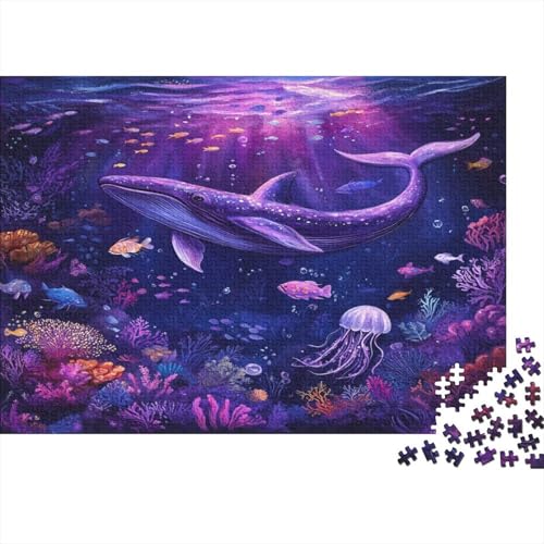 Unterwasserleben - Blue Wal, Koralle Reef,Tropischer Fisch, Jellyfish Puzzle 1000pcs (75x50cm),Erwachsene,Impossible Geschicklichkeitsspiel Für Die Ganze Familie,Farbenfrohes von KWFYBEHZ