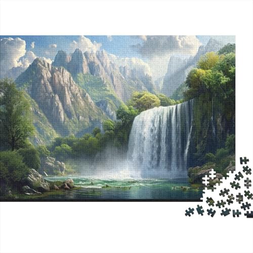 Wasserfall,Puzzles Dschungel Gemusterte Nachhaltige Puzzles Für Erwachsene Hochwertige Holzspielpuzzles 1000pcs (75x50cm) von KWFYBEHZ