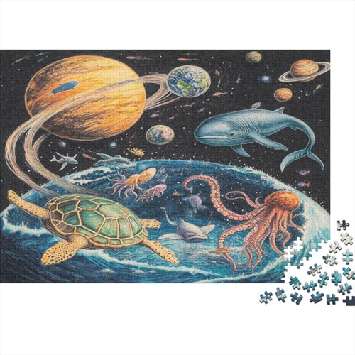 Weltraum Rätsel Für Erwachsene |Schildkröte Octopus Wal| 1000pcs (75x50cm) Puzzles Lernspiele Home Decor Puzzles von KWFYBEHZ