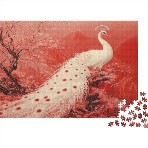 White Pfau Rätsel Für Erwachsene |Pink Baum| Familienspaß-Puzzles 1000pcs (75x50cm) Erwachsene von KWFYBEHZ