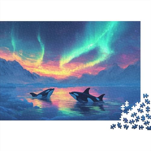 Wunderschönes Nordlicht 1000pcs (75x50cm) Puzzle Für Erwachsene Killer Wal Rätsel,Schwieriges Rätsel,DIY Geschicklichkeitsspiele Für Die Ganze Familie von KWFYBEHZ