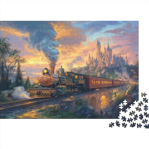 Zug Puzzle 1000pcs (75x50cm) Erwachsene Schloss Puzzle Erwachsene Geschicklichkeitsspiel Für Die Ganze Familie von KWFYBEHZ