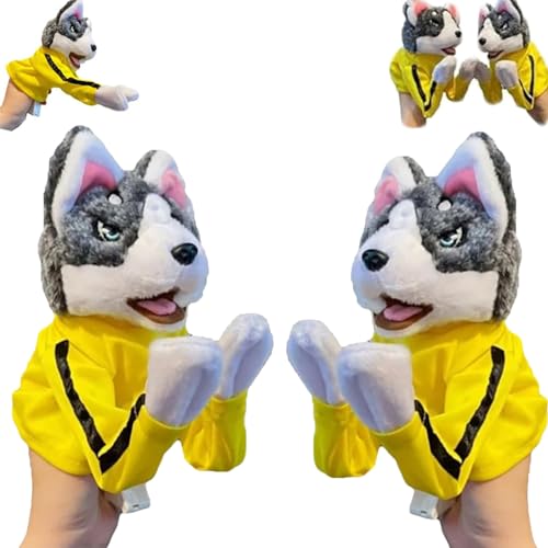 Kung Fu Animal Toy Husky Gloves Doll Children's Game Plush Toys, Kung Fu Puppet Husky Dog Toy, Stuffed Hand Puppet Dog Action Toy That Makes Sounds (2Pcs) von KWHEUKJL