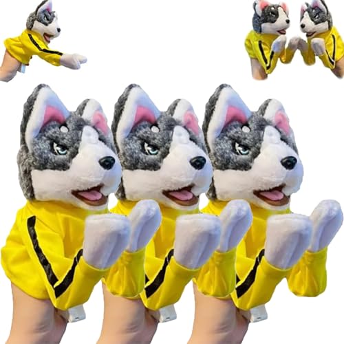 Kung Fu Animal Toy Husky Gloves Doll Children's Game Plush Toys, Kung Fu Puppet Husky Dog Toy, Stuffed Hand Puppet Dog Action Toy That Makes Sounds (3Pcs) von KWHEUKJL