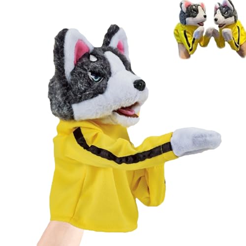 Kung Fu Puppet Husky Dog Toy, Kung Fu Animal Toy Husky Gloves Doll Children's Game Plush Toys, Soundable Boxing Dog Hand Puppet Toy, for Adults and Children's Hands (1Pcs) von KWHEUKJL