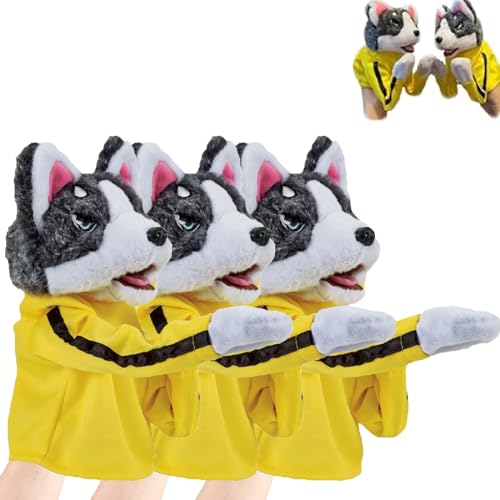 Kung Fu Puppet Husky Dog Toy, Kung Fu Animal Toy Husky Gloves Doll Children's Game Plush Toys, Soundable Boxing Dog Hand Puppet Toy, for Adults and Children's Hands (3Pcs) von KWHEUKJL